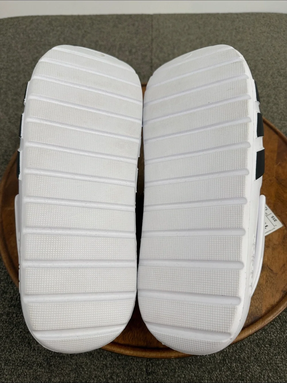 Adidas Shoes Mens 13 Adilette Clog 2.0 White Black Stripes Slip On Athletic
